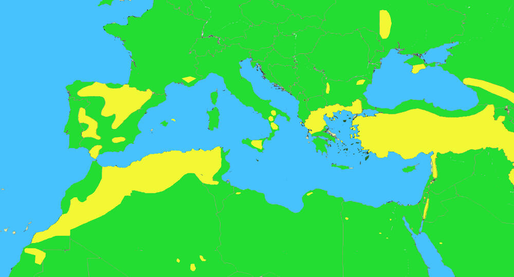 Mappa della distribuzione europea della specie